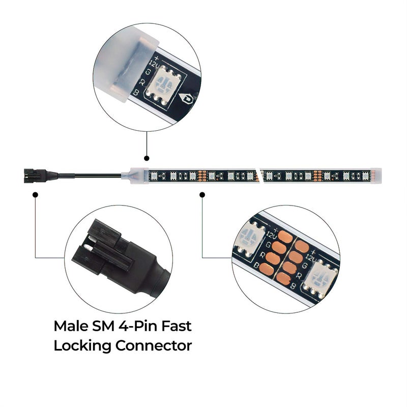 DITRIO 2pcs 2-Feet Underglow RGB Neon LED Light Strips DC 12V for Motorcycles Trikes Trailers Golf Carts ATVs UTVs (Only for InfiColors Series) - Image 2